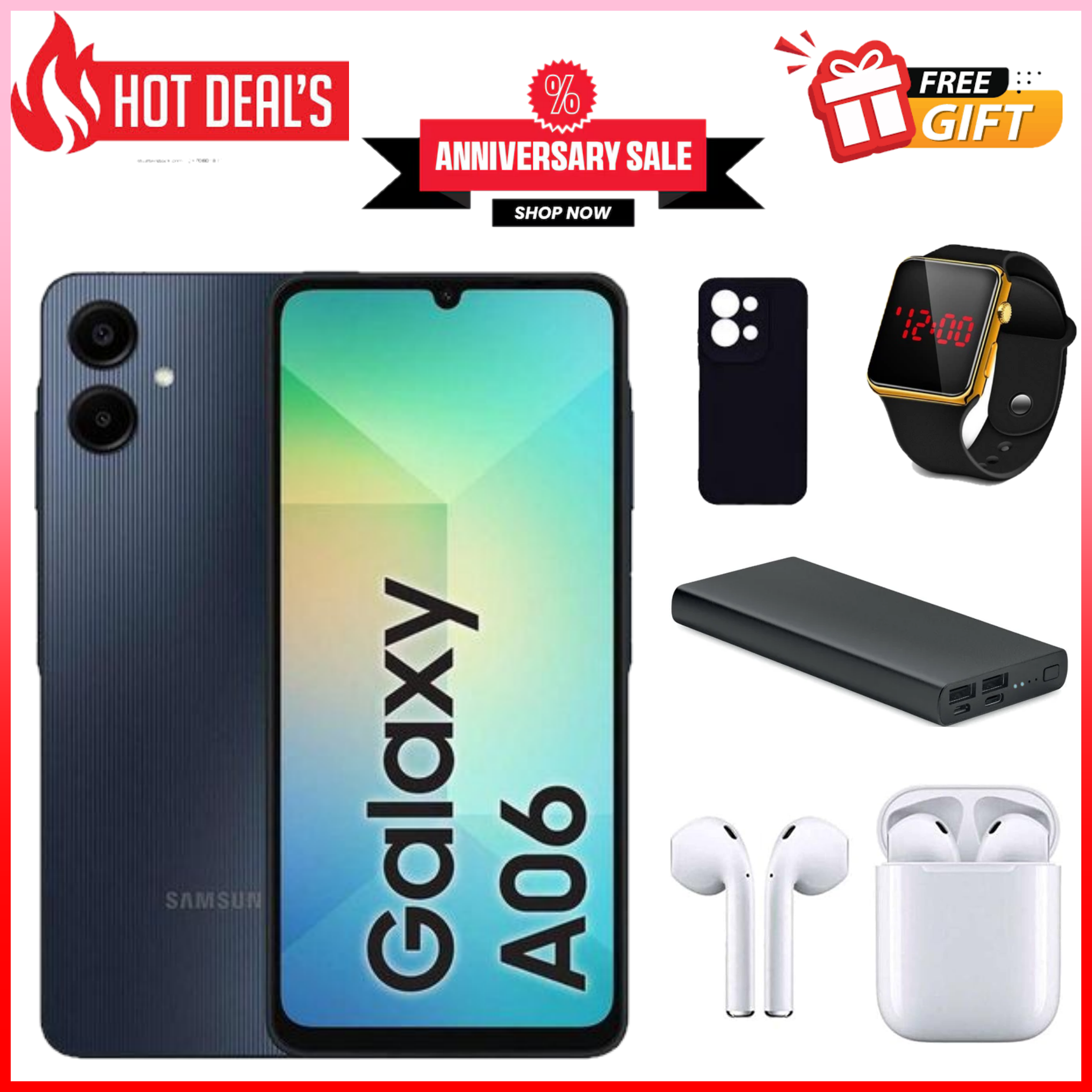 KILIMALL ANNIVERSARY DEALS!!Samsung Galaxy A06 64GB/128GB+4GB MTK Helio G85 (12nm) 50MP Dual Camera 6.7"  Display 5000mAh 25W Type-C Charge Android 14 Smart Phones Samsung a06, A06 Samsung+FREEBIES