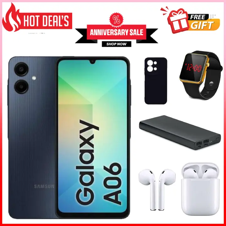 KILIMALL ANNIVERSARY DEALS!!Samsung Galaxy A06 64GB/128GB+4GB MTK Helio G85 (12nm) 50MP Dual Camera 6.7"  Display 5000mAh 25W Type-C Charge Android 14 Smart Phones Samsung a06, A06 Samsung+FREEBIES