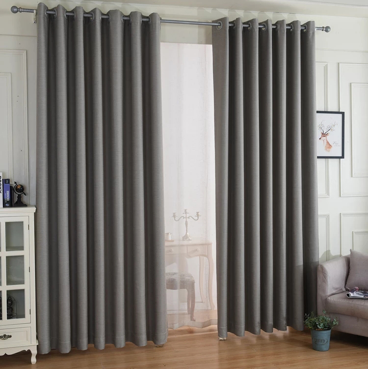 3PCS FULL SET Gray  Curtains Set | Heavy Fabric + Free Sheer | Living Room & Bedroom | Ready Made. Grey Blackout Curtains Set