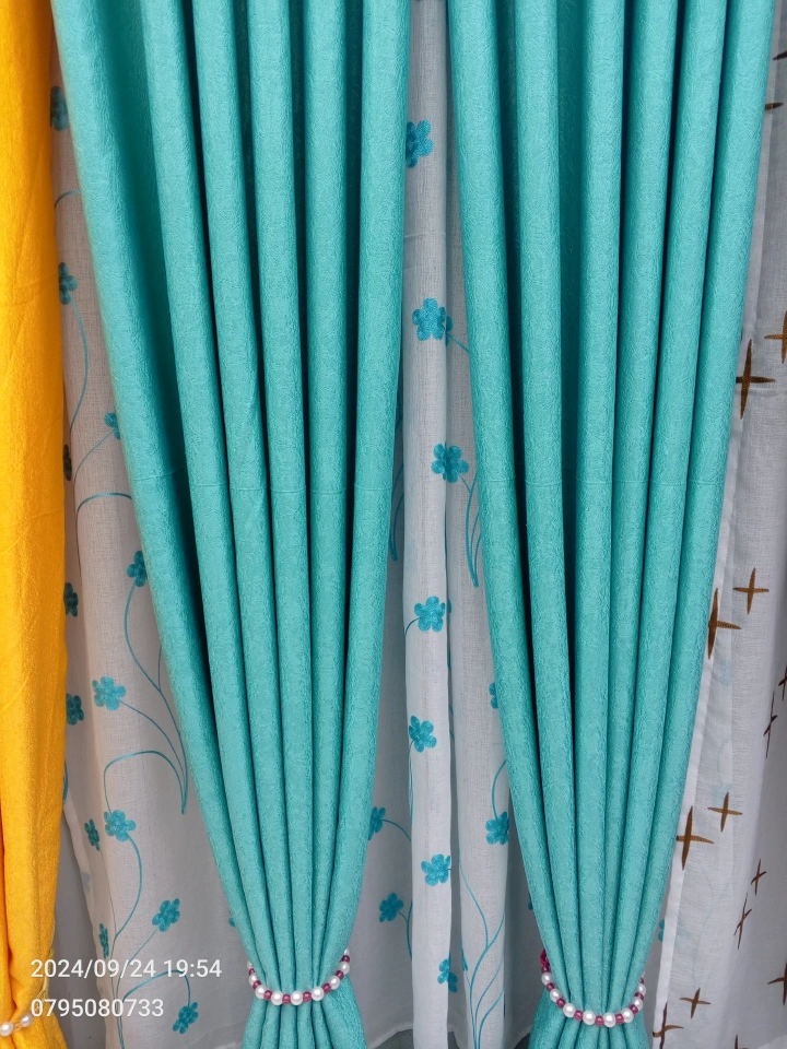 3PCS FULL SET Turquoise Blue Curtains Set | Heavy Fabric + Free Sheer | Living Room & Bedroom | Ready Made.
