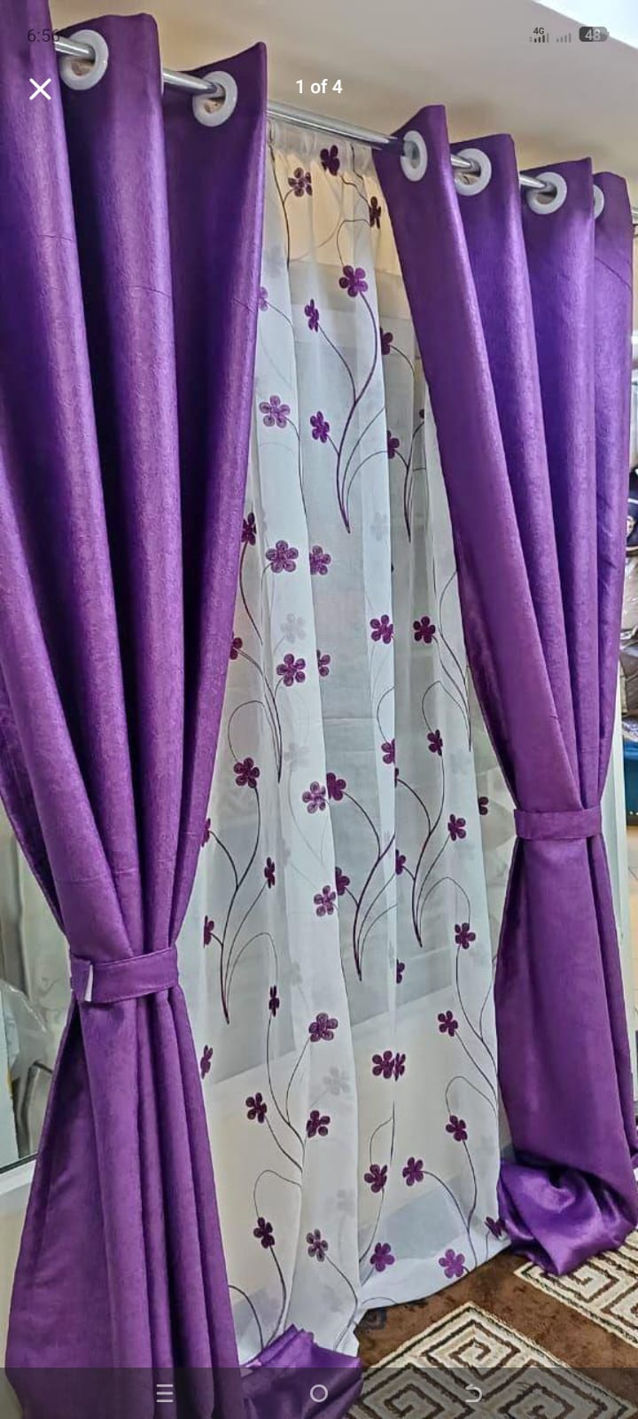 3PCS FULL SET Purple Curtains Set | Heavy Fabric + Free Sheer | Living Room & Bedroom | Ready Made.