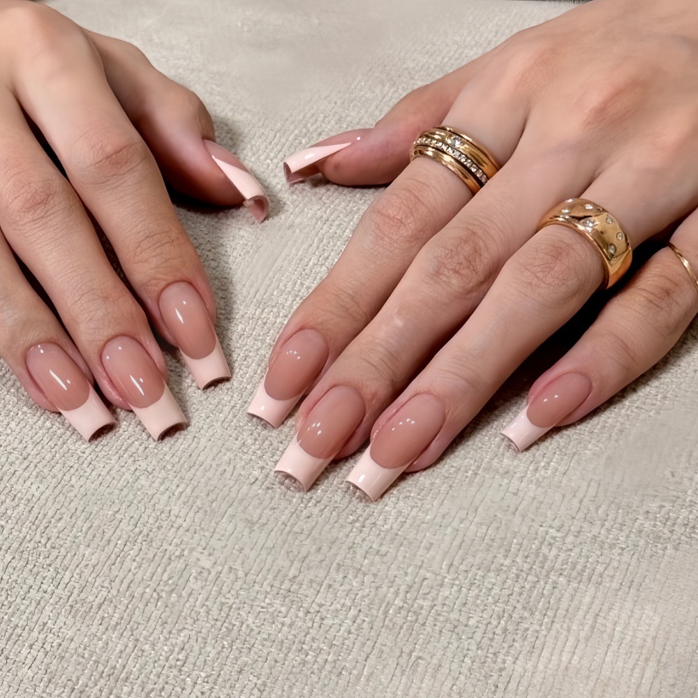 Wholesale factory of nail tips: foreign trade wearable long nail tips, simple white-edged French nail tips, nail art tips, false nails, nail stickers