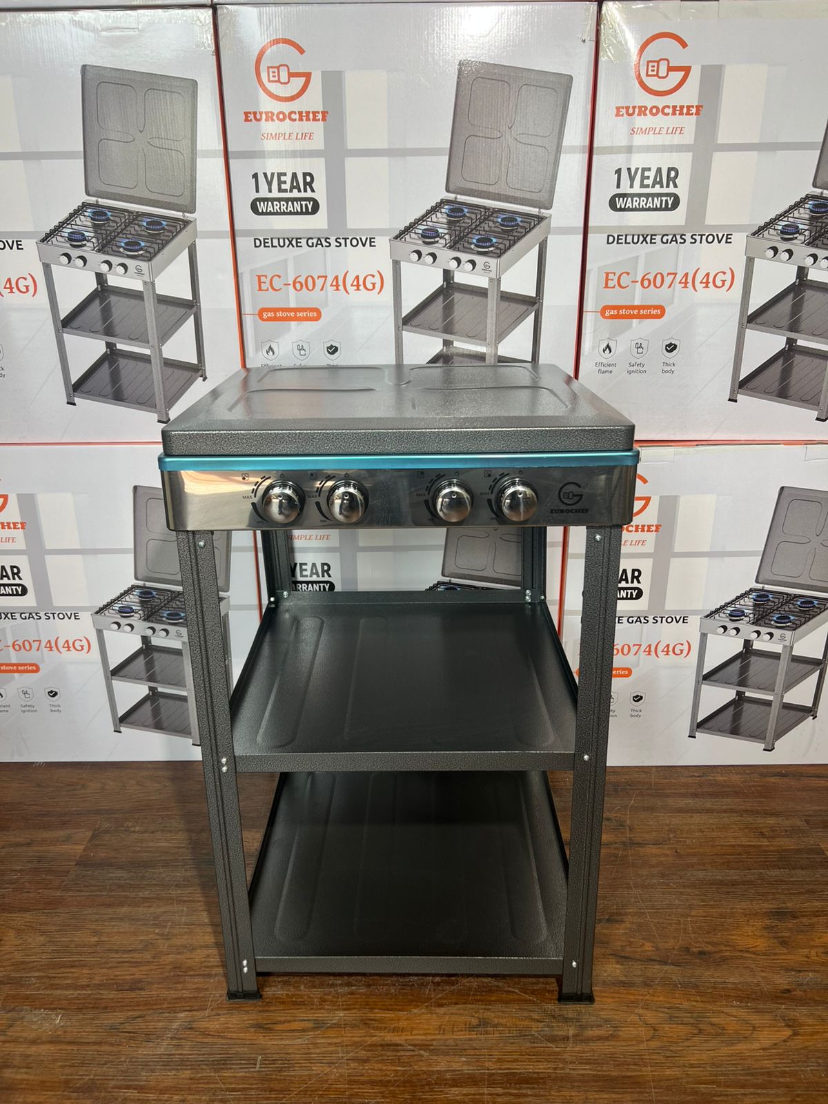 【Exclusive Offer】 EUROCHEF EC-6074(4G)  Simple Standing Cooker Full 4 Gas Cooker With Shelves & No Oven