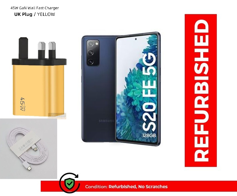 REFURBISHED Samsung Galaxy S20 FE 128GB +6GB, 6.5" AMOLED SCREEN ,DUAL SIM, SPOTLESS ,+ AFREE 45WTTS FAST CHARGER ,UNLOCKED
