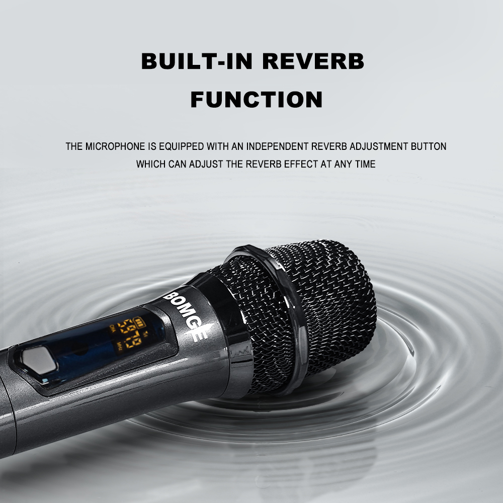 Wireless Handheld Microphone,Dual Cordless Dynamic Mic System With 1200MAh Rechargeable Receiver For Karaoke Wedding Party Church