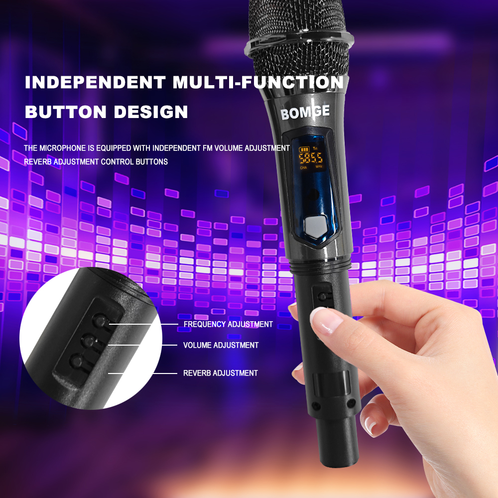 Wireless Handheld Microphone,Dual Cordless Dynamic Mic System With 1200MAh Rechargeable Receiver For Karaoke Wedding Party Church