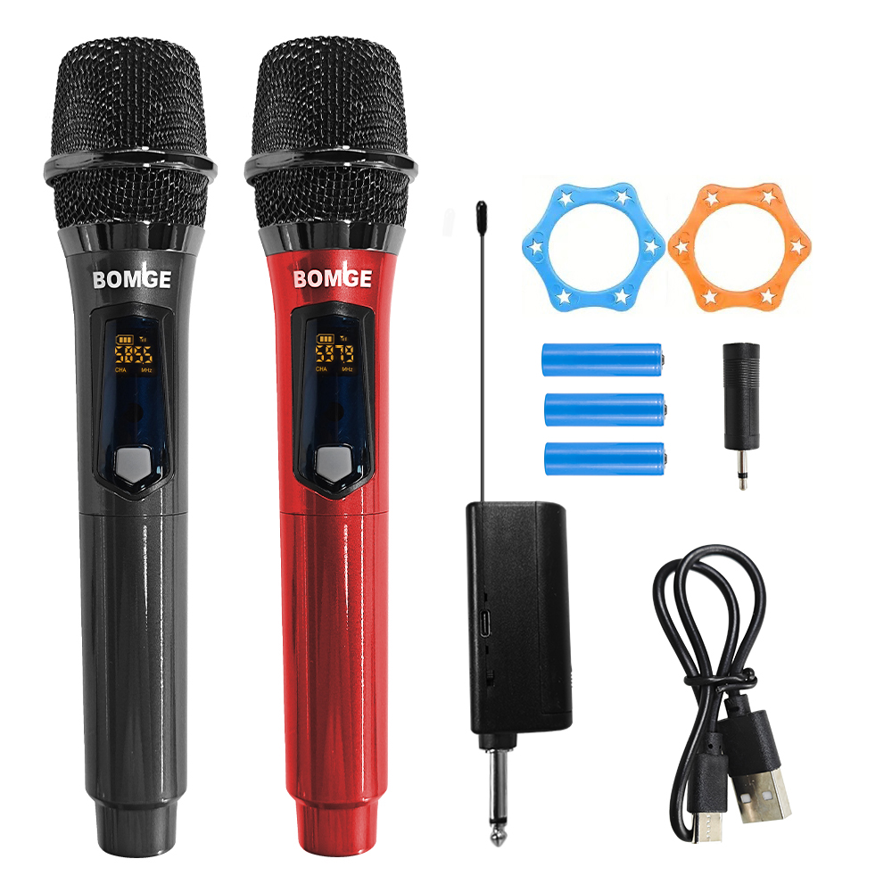 Wireless Handheld Microphone,Dual Cordless Dynamic Mic System With 1200MAh Rechargeable Receiver For Karaoke Wedding Party Church