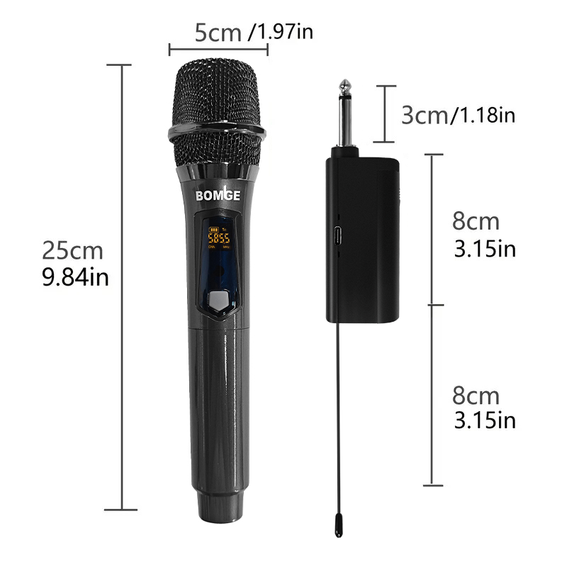 Wireless Handheld Microphone,Dual Cordless Dynamic Mic System With 1200MAh Rechargeable Receiver For Karaoke Wedding Party Church