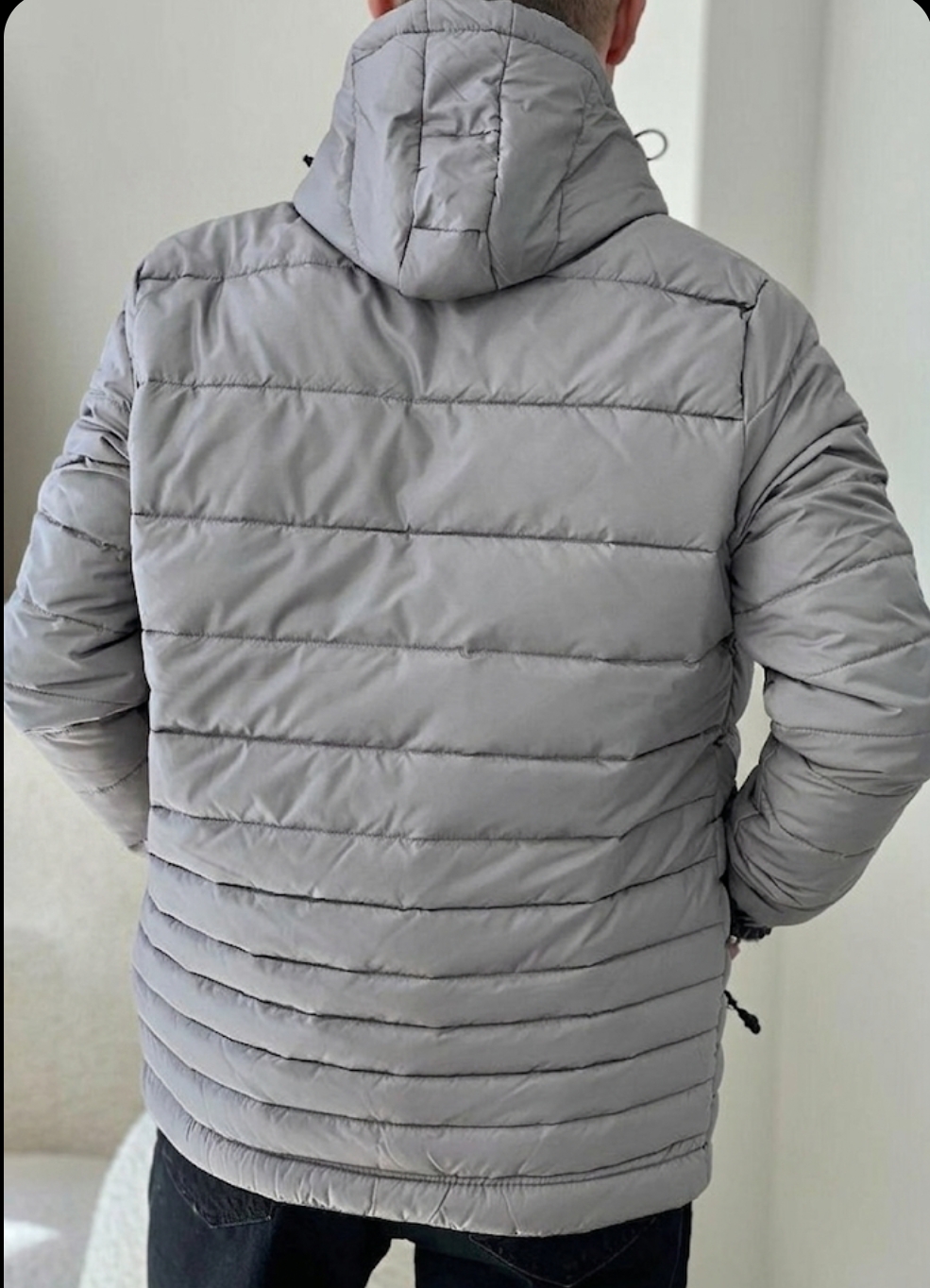 Woolen Grey Puff Jacket With Detachable hoodie cap Cotton Material woolen Inner Lining Jacket For men