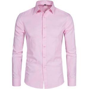 Official Pink Men pure Cotton Slim Fit Official Casual Button Down Shirt