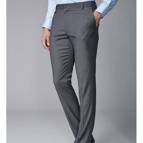 Official Grey Cotton Slim Fit  Office\casual Trousers Gray For Men