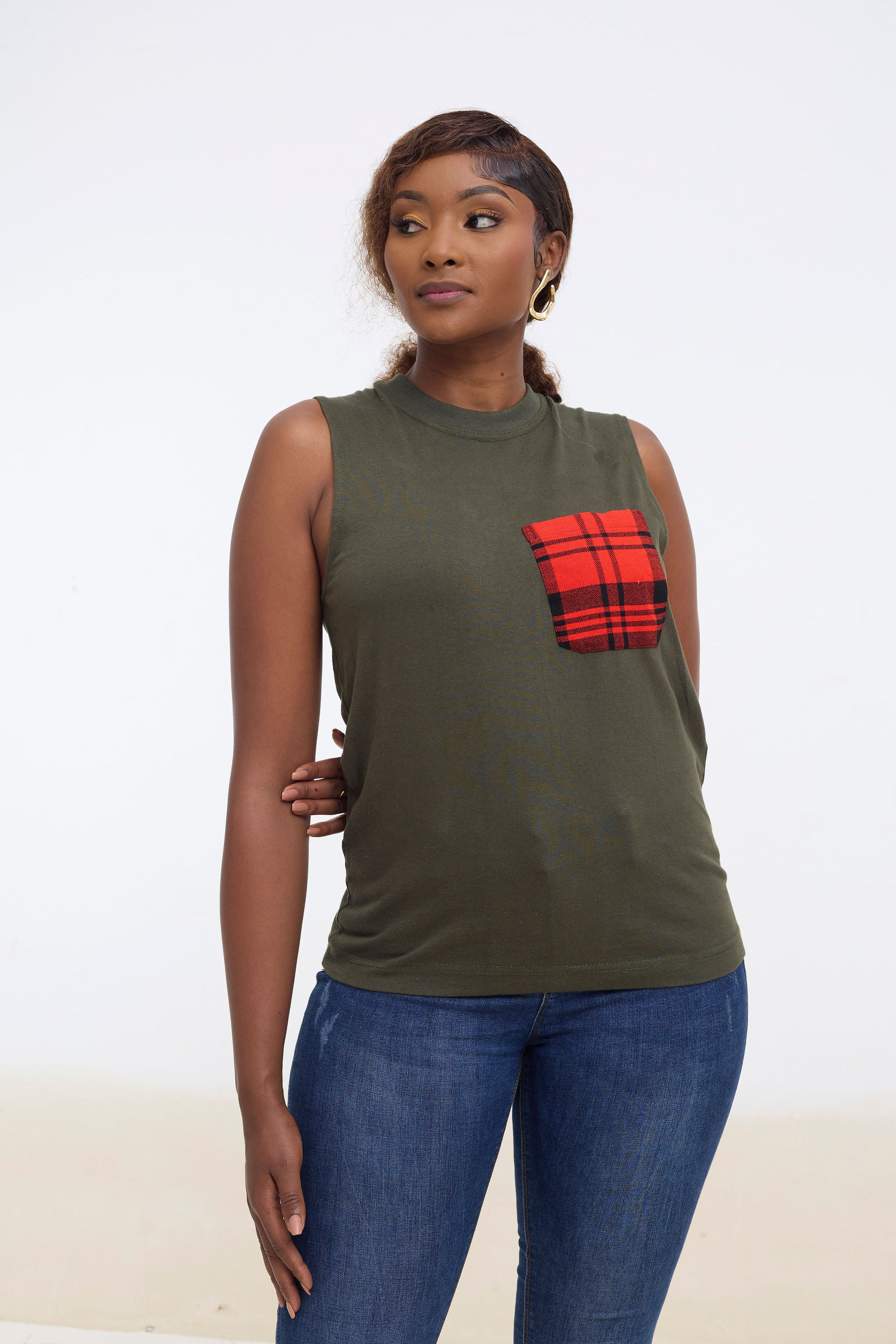 Unisex Tank Top with Maasai Shuka Pocket