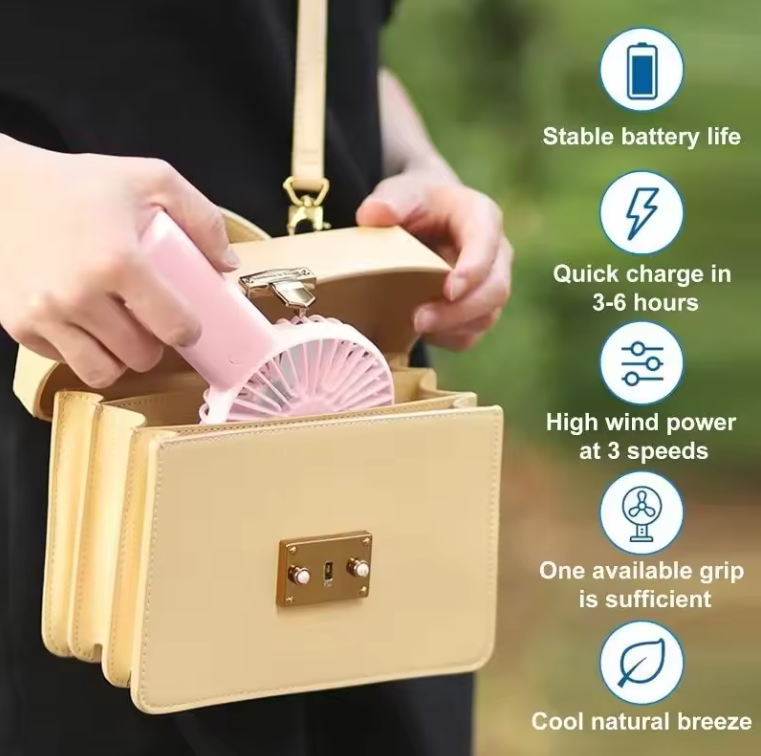 【Clearance Sale】【Clearance Sale】 Rechargeable Desktop Table Stand Air Cooler Hand Held Electric Small Handheld Portable Mini Fan