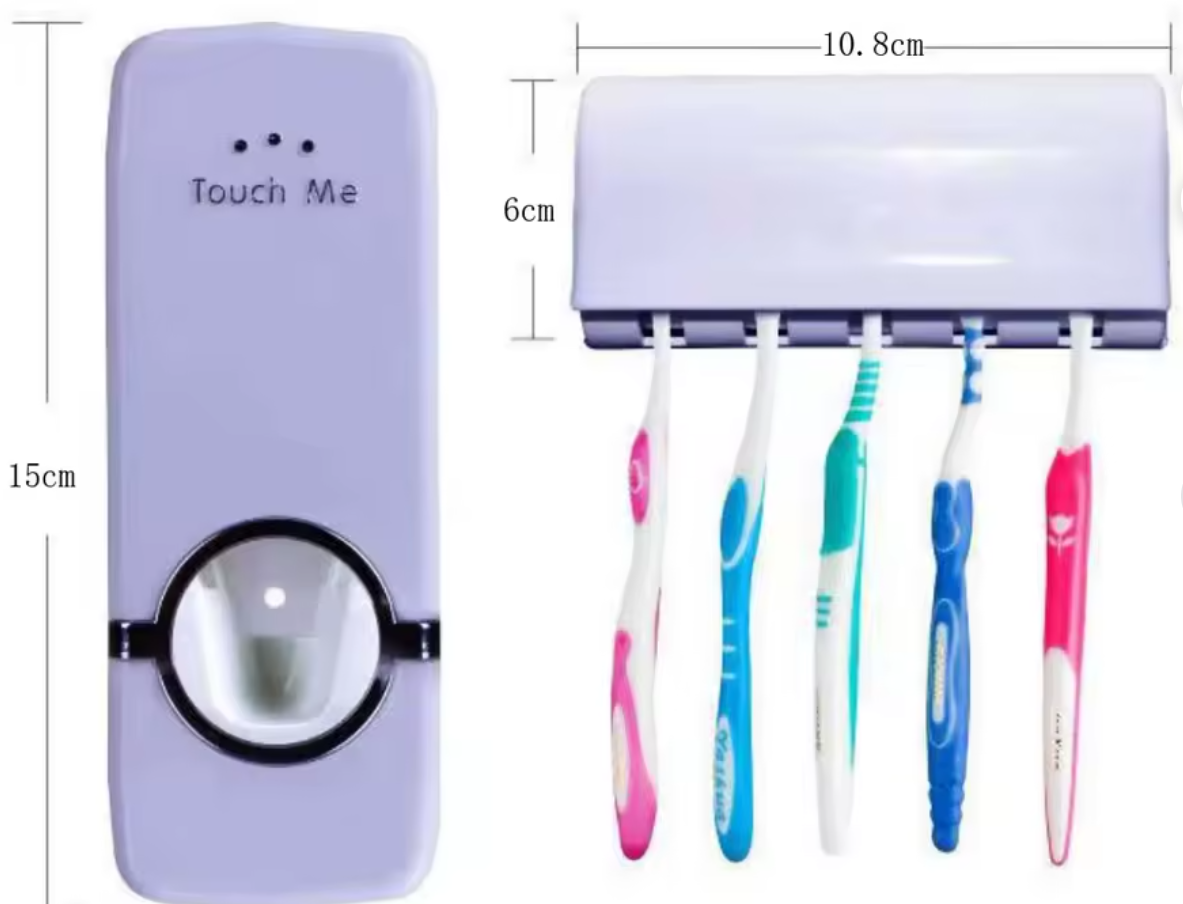 PRICE DROP! PROMOTION PRICE! 🤑DONT MISS OUT🦋Family Dustproof Toothpaste Wall Mounted Kids Hands Free Toothpaste Squeezer Holder Toothpaste Dispenser Set