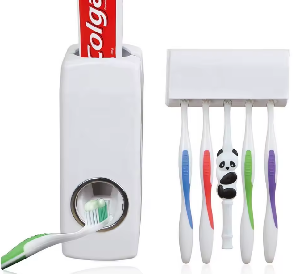 PRICE DROP! PROMOTION PRICE! 🤑DONT MISS OUT🦋Family Dustproof Toothpaste Wall Mounted Kids Hands Free Toothpaste Squeezer Holder Toothpaste Dispenser Set