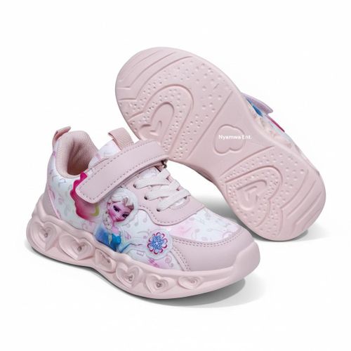 Kid Girls LED Shoes Light Up Trainers Elsa Shoes Girls Children Glitter Shoes Flashing Low Top Sneakers Flashing Shoes Girls-Assorted
