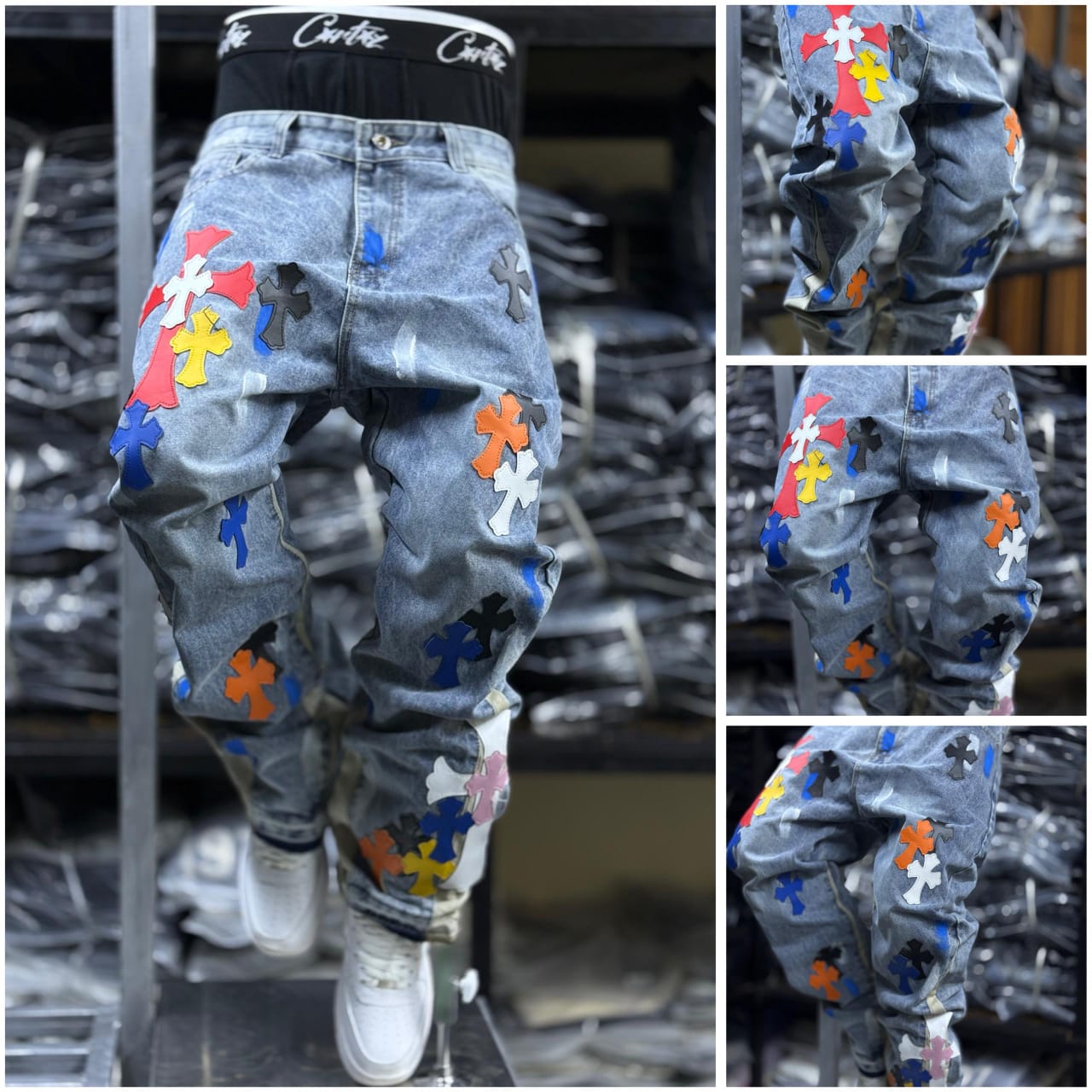 Men Ripped Designer Denim Jeans Stylish Ragged Distressed Jeans for Men Trendy Streetwear Slim Fit Fashion Denim Pants Casual Wear Durable Men Jeans Sizes 31 to 38