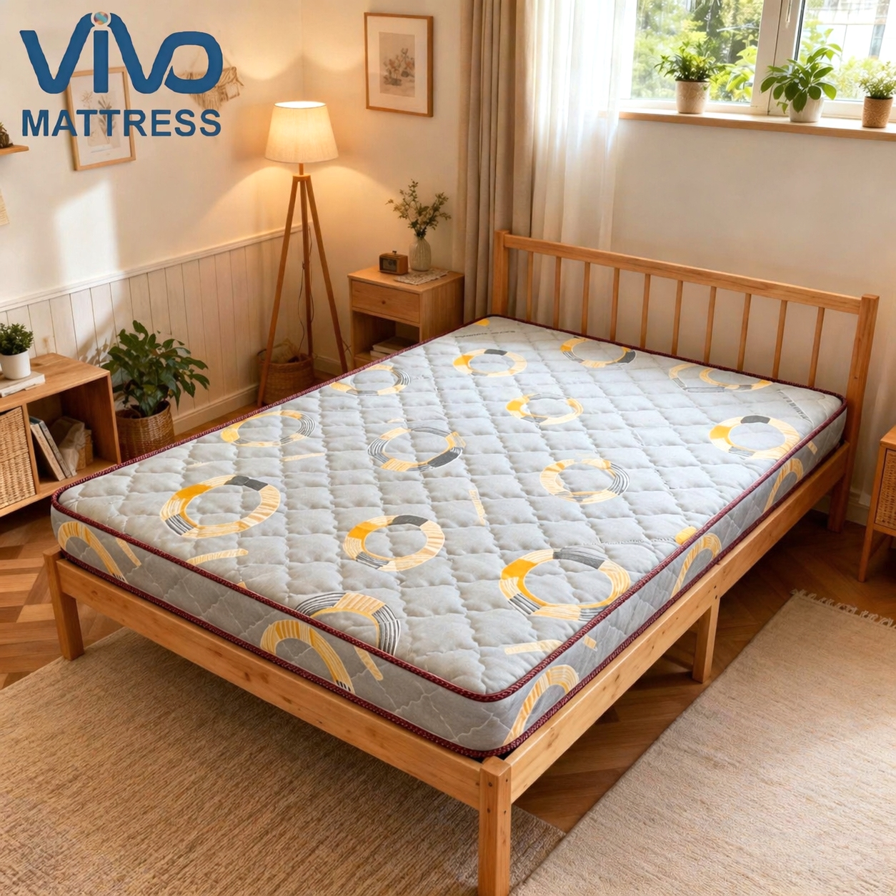 SHDF Vivo Super High Density Quilted Mattress With Flower Pattern | Premium Comfort Bedroom Mattress | Design For Superior Comfort And Support & Enjoy Deep Sleep Quality