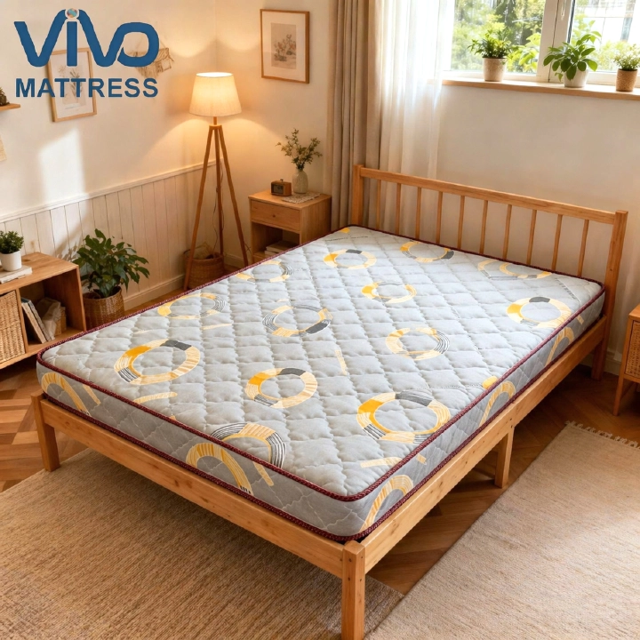 SHDF Vivo Super High Density Quilted Mattress With Flower Pattern | Premium Comfort Bedroom Mattress | Design For Superior Comfort And Support & Enjoy Deep Sleep Quality