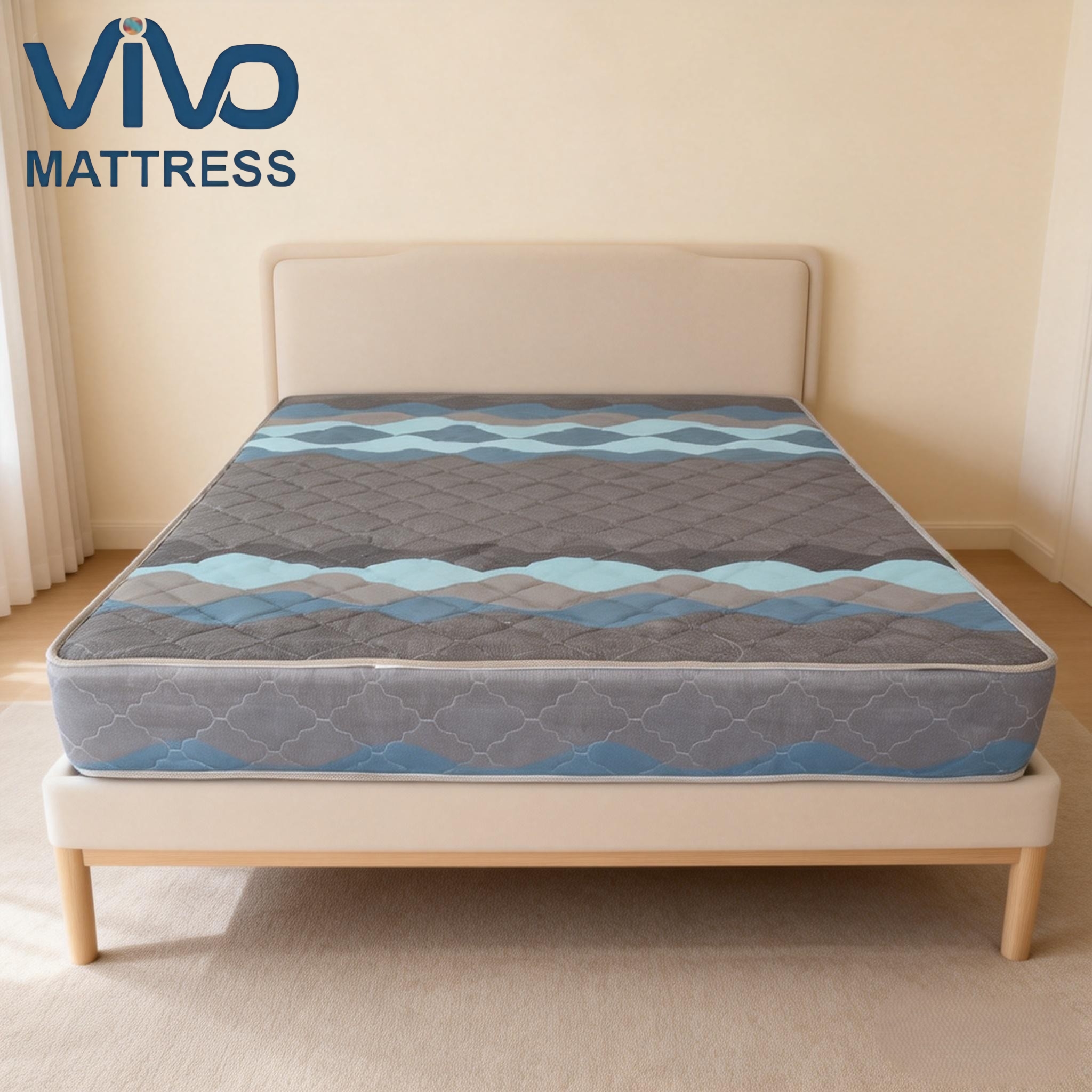 Vivo Super High Density Quilted Mattress Black with Elegant Flowers | Premium Bedroom Furniture Mattress | Superior Comfort And Support For Quality Sleep