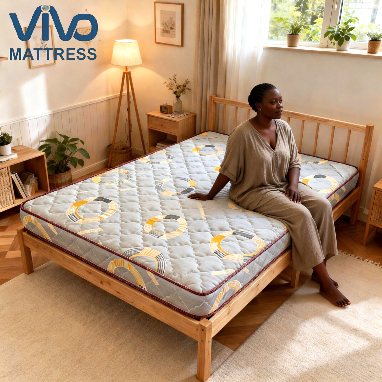SHDF Vivo Super High Density Quilted Mattress With Flower Pattern | Premium Comfort Bedroom Mattress | Design For Superior Comfort And Support & Enjoy Deep Sleep Quality
