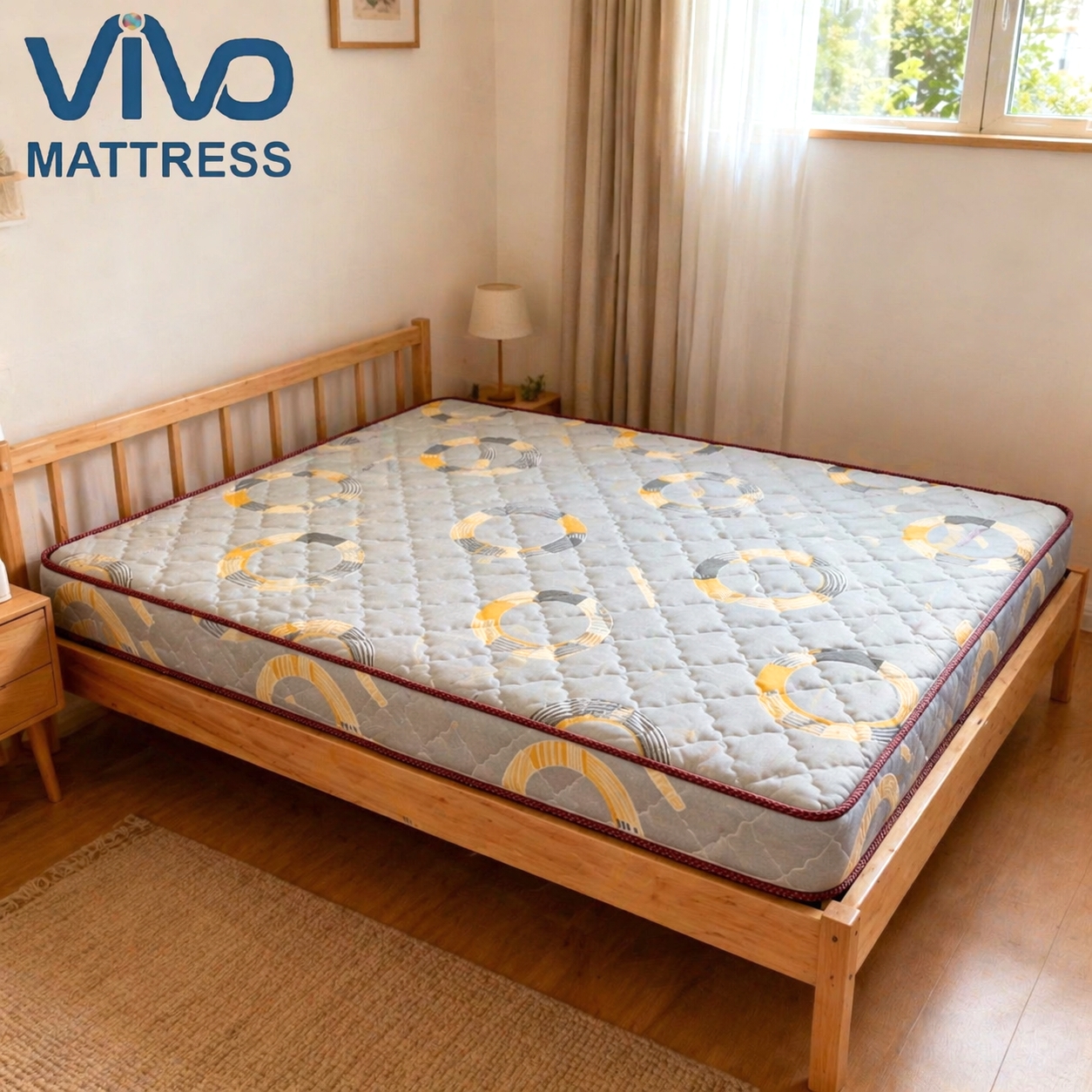 SHDF Vivo Super High Density Quilted Mattress With Flower Pattern | Premium Comfort Bedroom Mattress | Design For Superior Comfort And Support & Enjoy Deep Sleep Quality