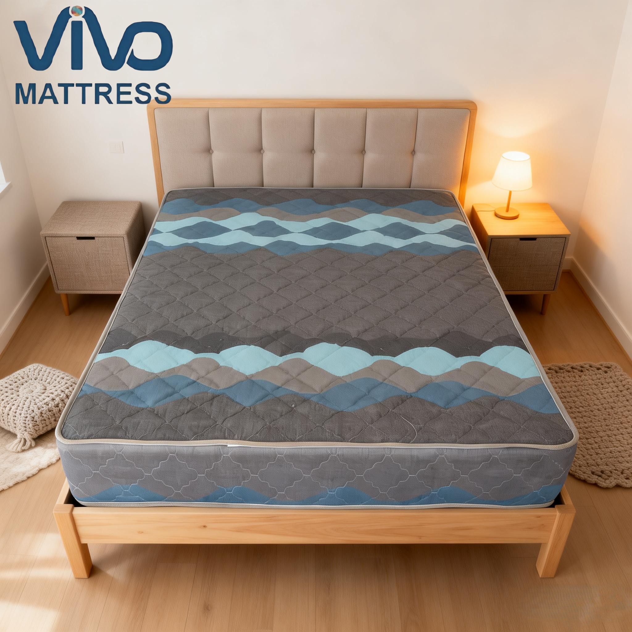 Vivo Super High Density Quilted Mattress Black with Elegant Flowers | Premium Bedroom Furniture Mattress | Superior Comfort And Support For Quality Sleep