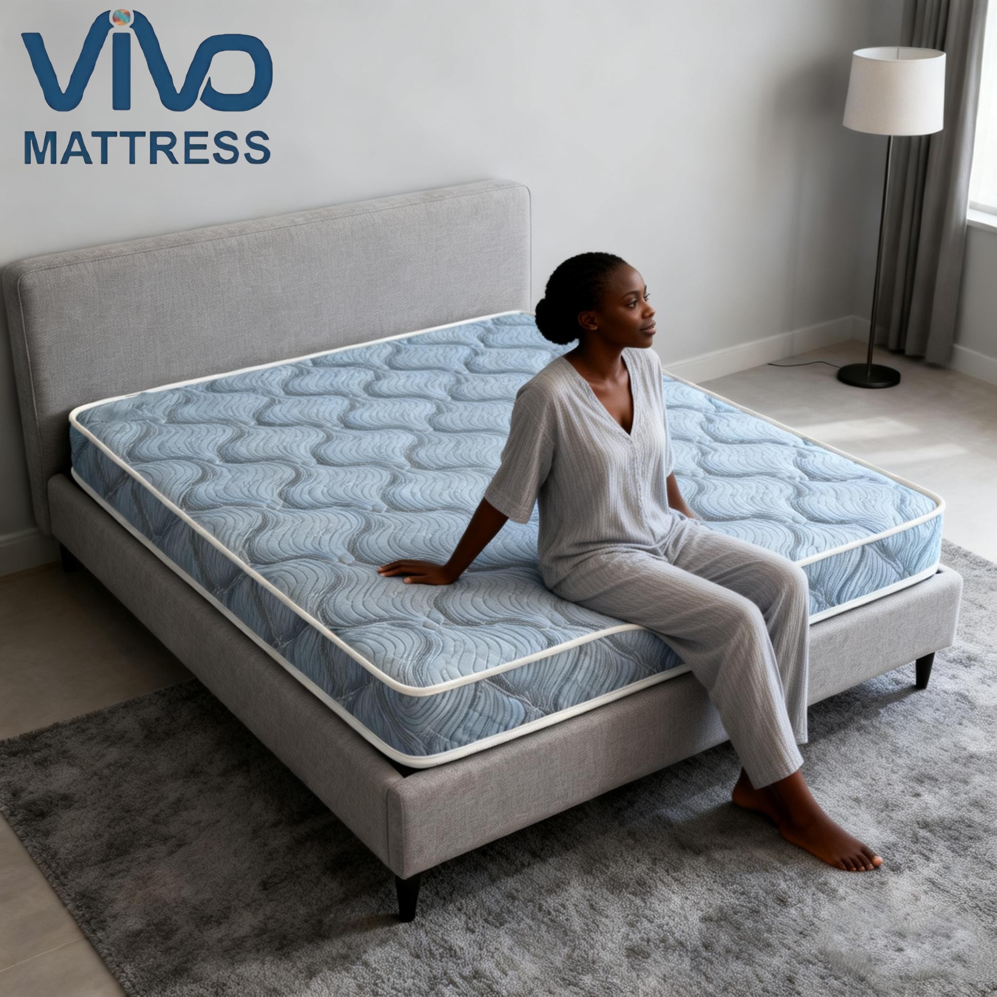 Vivo Super High Density Quilted Mattress with Flowers | Premium Comfort Bedroom Mattress | Quilted Design for Bedroom Comfort | Quilted Top for All Bed Sizes