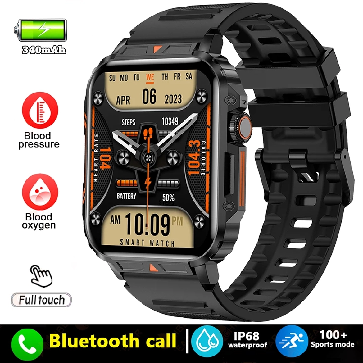 2026 LIGE Smartwatches Military Smart Watch 1.95 Inch Full Screen Bluetooth Call Smart Watches Health Monitoring Watches IP68 Waterproof Sport Fitness Tracker Smart Watch For Men Women