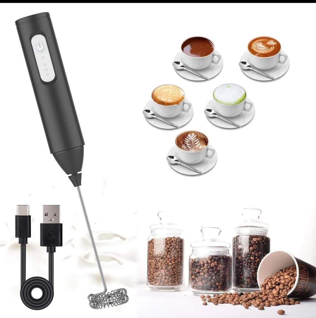 MINI Milk Frother USB Rechargeable 3 Speeds Foam Maker Coffee Whisk Mixer Electric Handle Blender Egg Beater
