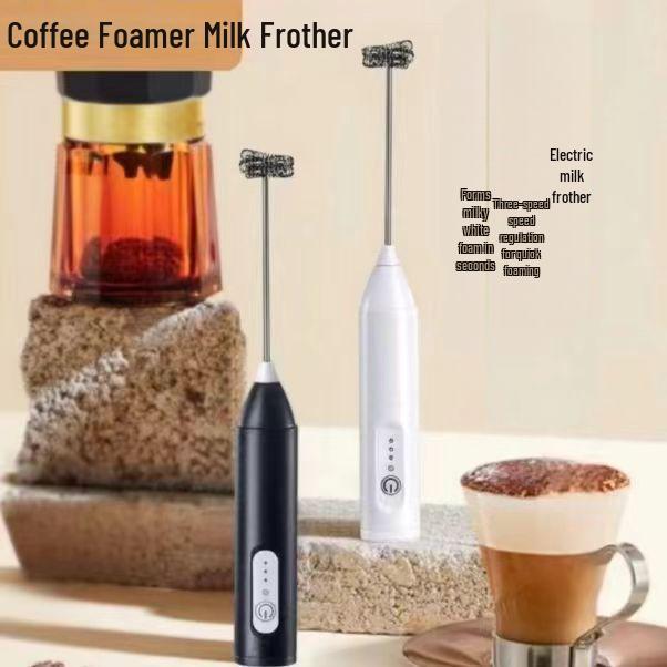 MINI Milk Frother USB Rechargeable 3 Speeds Foam Maker Coffee Whisk Mixer Electric Handle Blender Egg Beater