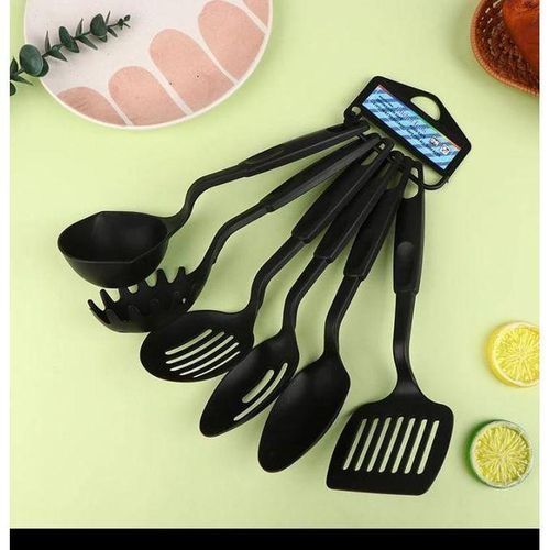 CLEARANCE OFFER 6-Piece Black Non-Stick Silicone Cooking Spoon Set