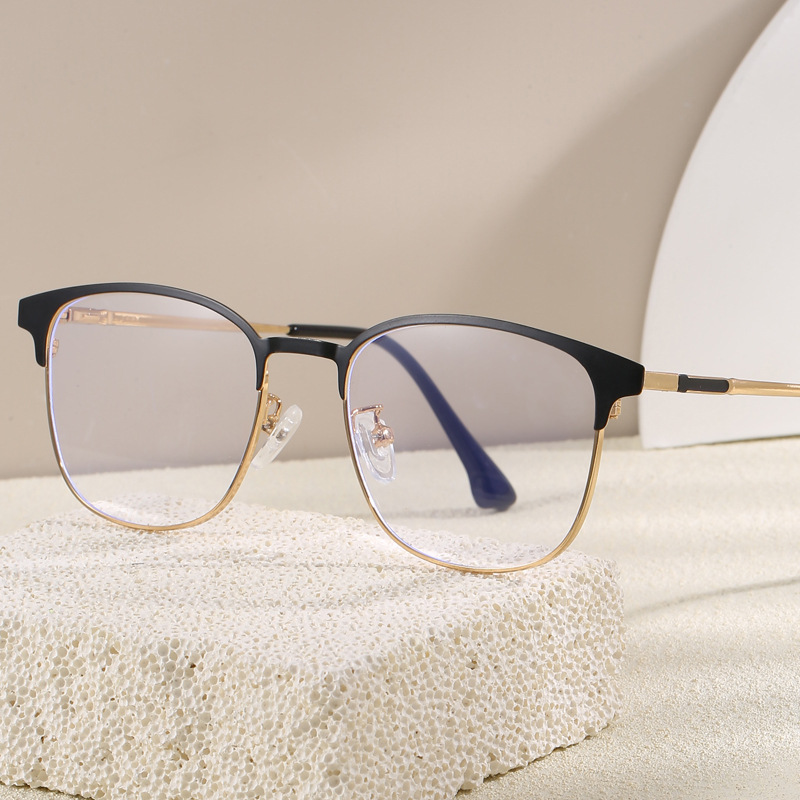 Unisex Vintage Gold Glasses Frame Men Square Eyewear 2026 New Male Classic Full Optical Eyeglasses Frames Blue Blocking Glasses