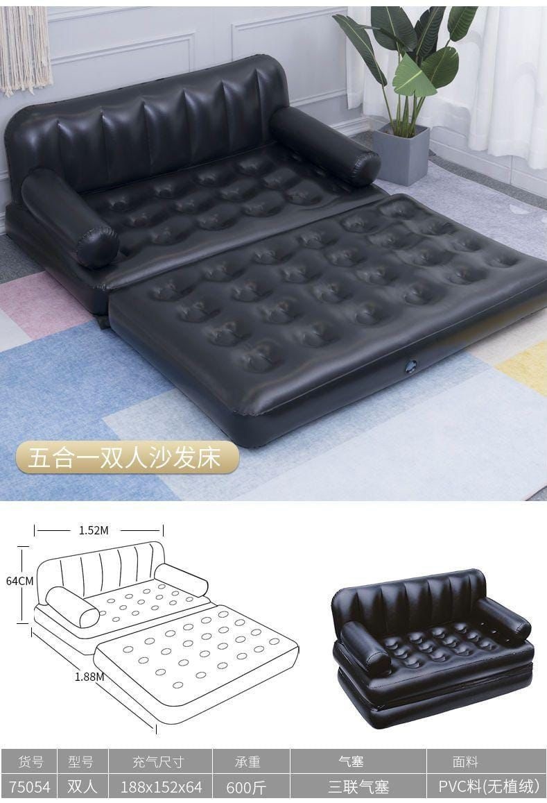 Bestway 5 in 1 Inflatable Pullout Sofa 2 Seater Restful Comfort With Premium Design, FREE Electric Pump & Stylish Home Relaxation