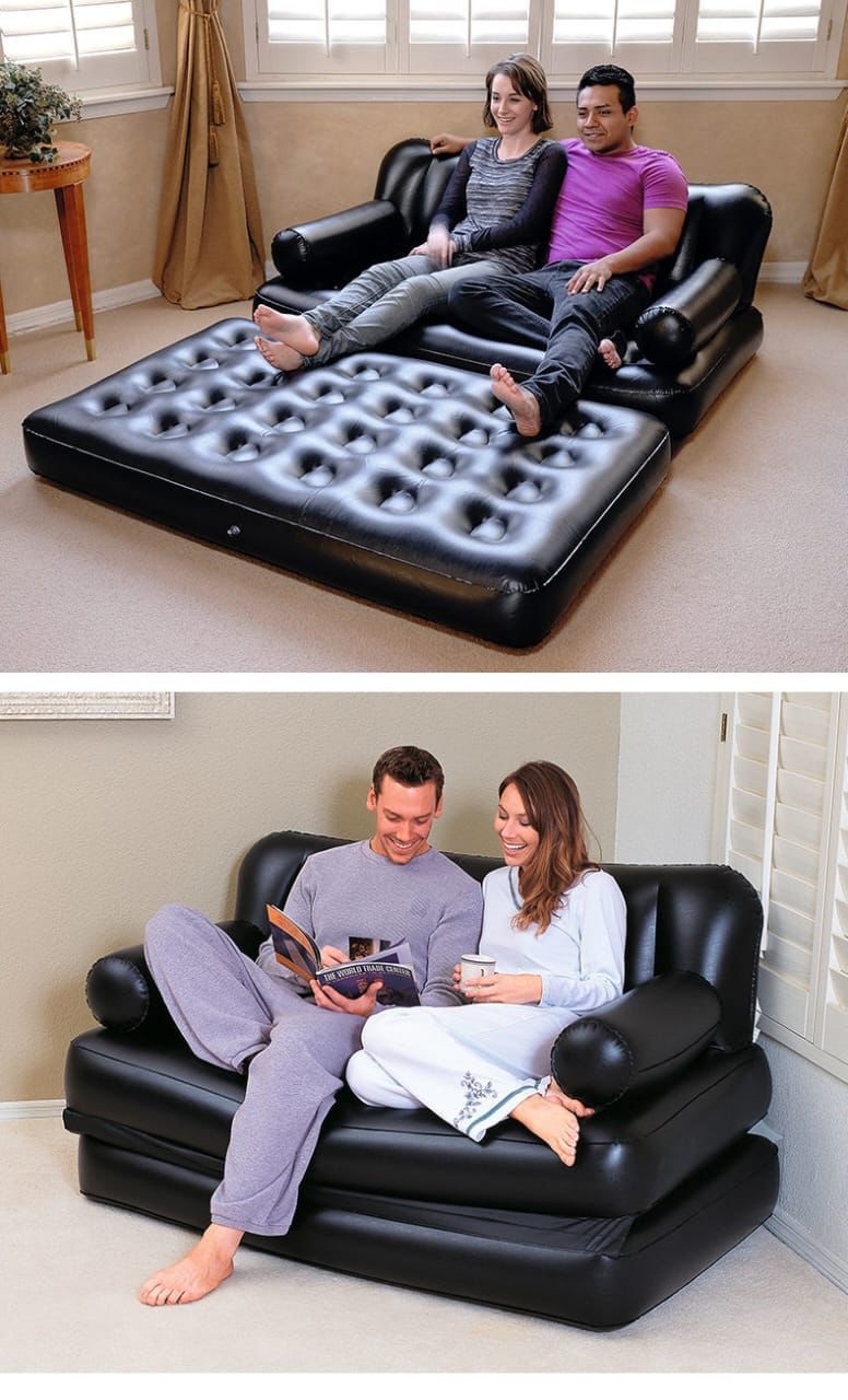 Bestway 5 in 1 Inflatable Pullout Sofa 2 Seater Restful Comfort With Premium Design, FREE Electric Pump & Stylish Home Relaxation