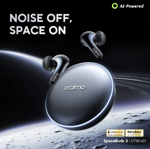 oraimo SpaceBuds 2 AI Smart 45hrs Playtime True Wireless Earbuds Bluetooth Earphones