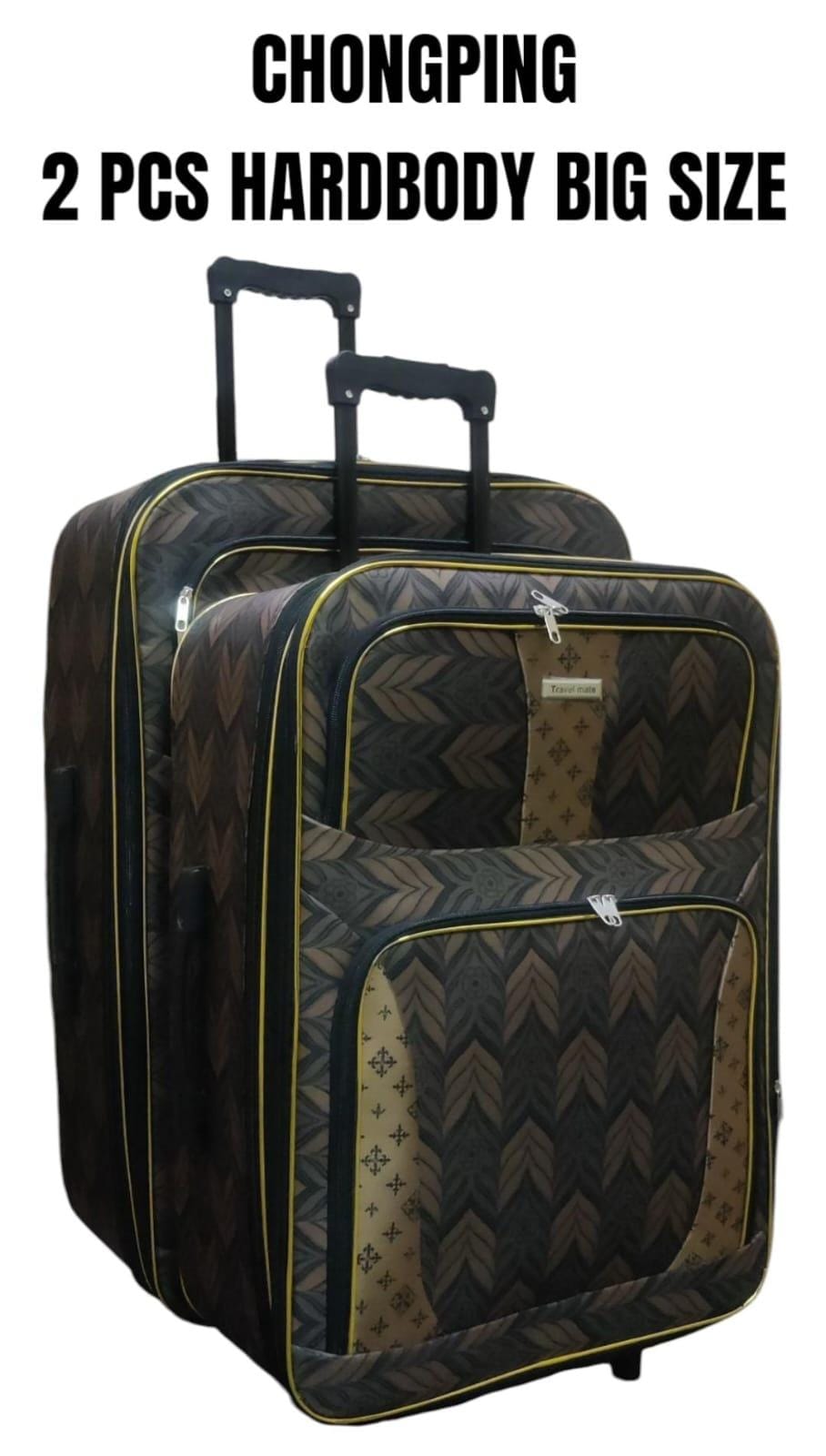 2in1 Fabric Suitcase Set Large & Medium Travel Trolley Luggage Bags Spinner Wheels Durable Travel Bags for Men & Women