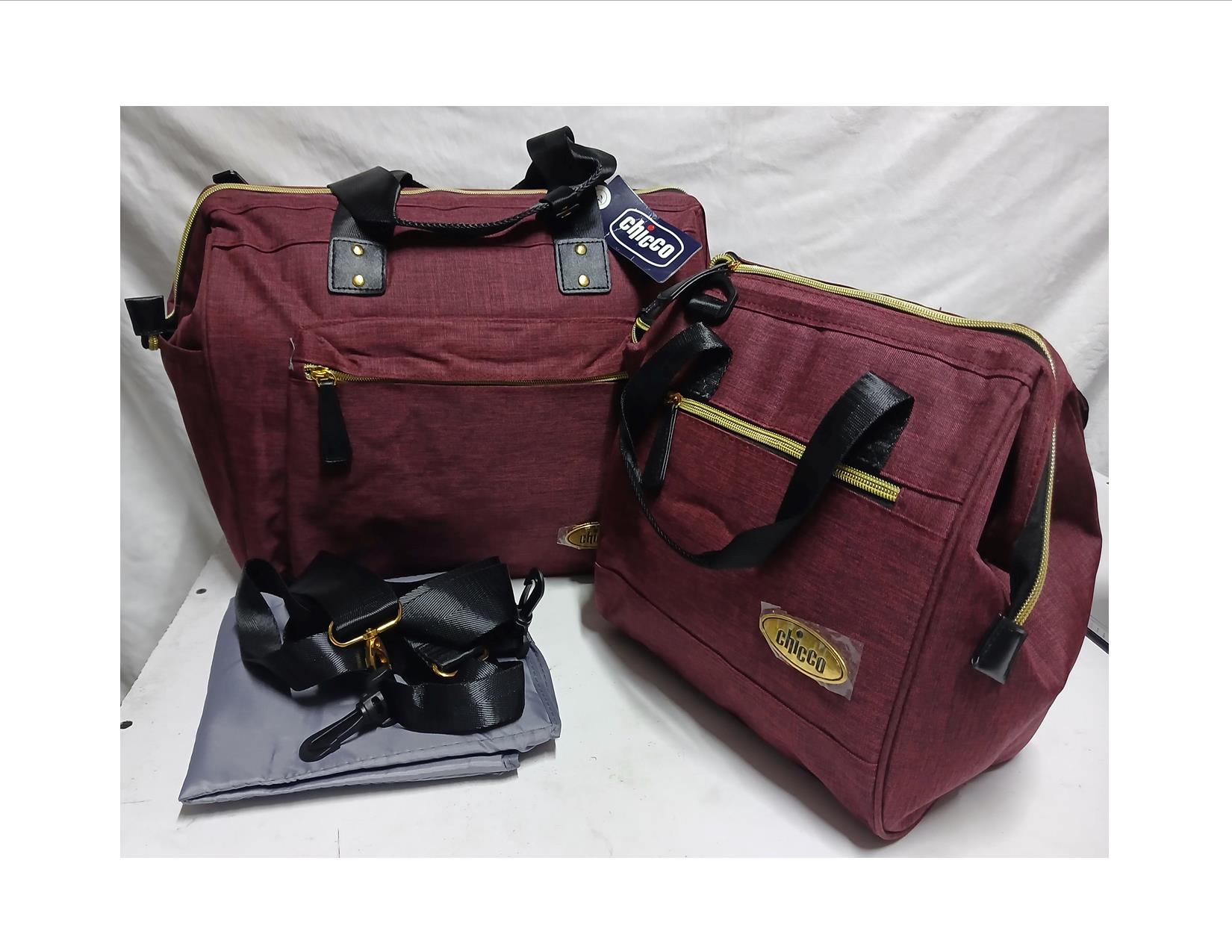 3 in1 Chicco Diaper Bag, 2 Bags and Changing Macintosh,1bag with Insulated Bottle Pocket and 1 Medium Size Insulated Milk Bag