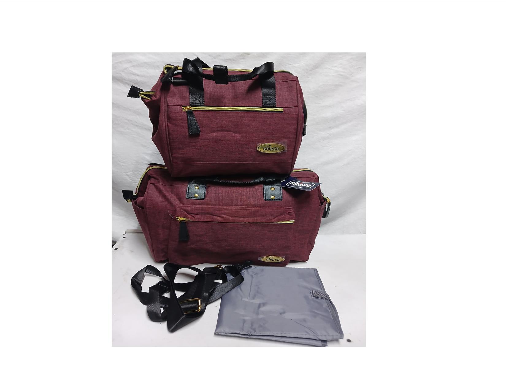 3 in1 Chicco Diaper Bag, 2 Bags and Changing Macintosh,1bag with Insulated Bottle Pocket and 1 Medium Size Insulated Milk Bag