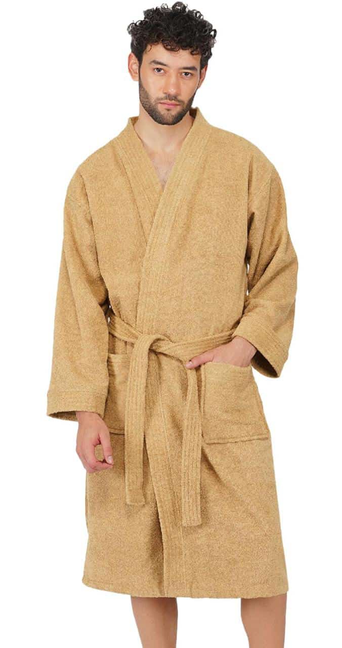⭐ MEGA OFFER ⭐  - A 1 pc Soft Cotton Bathrobe Unisex Cozy Absorbent Long Sleeve Spa Home Robe S-XXL Comfortable Durable Premium Quality