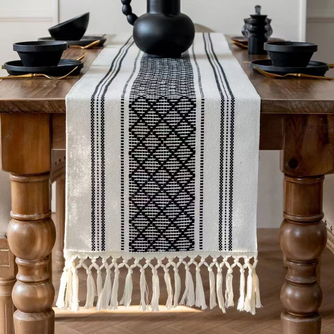 ⏰ TIME LIMITED OFFER ⏰ Boho Table Runner 30x180 Cotton Linen Blend Handwoven Tassel Elegant Dining Decor Durable Premium Quality