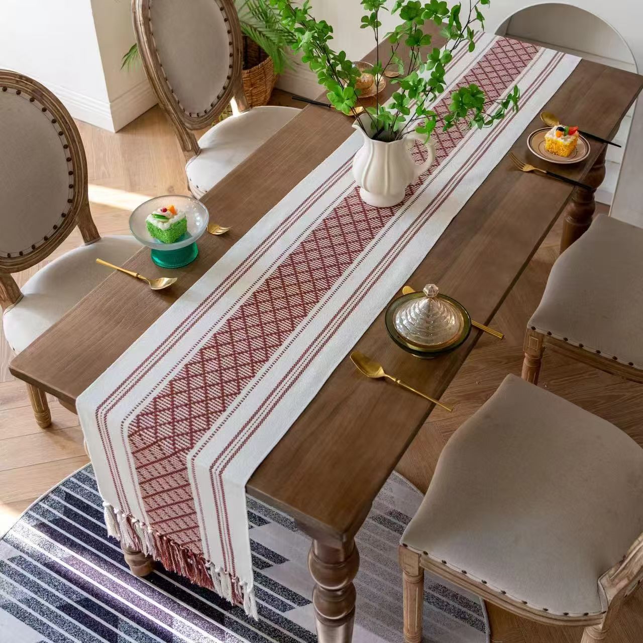 ⏰ TIME LIMITED OFFER ⏰ Boho Table Runner 30x180 Cotton Linen Blend Handwoven Tassel Elegant Dining Decor Durable Premium Quality