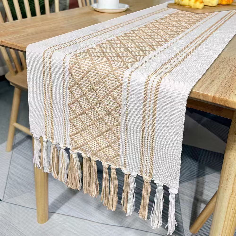 ⏰ TIME LIMITED OFFER ⏰ Boho Table Runner 30x180 Cotton Linen Blend Handwoven Tassel Elegant Dining Decor Durable Premium Quality