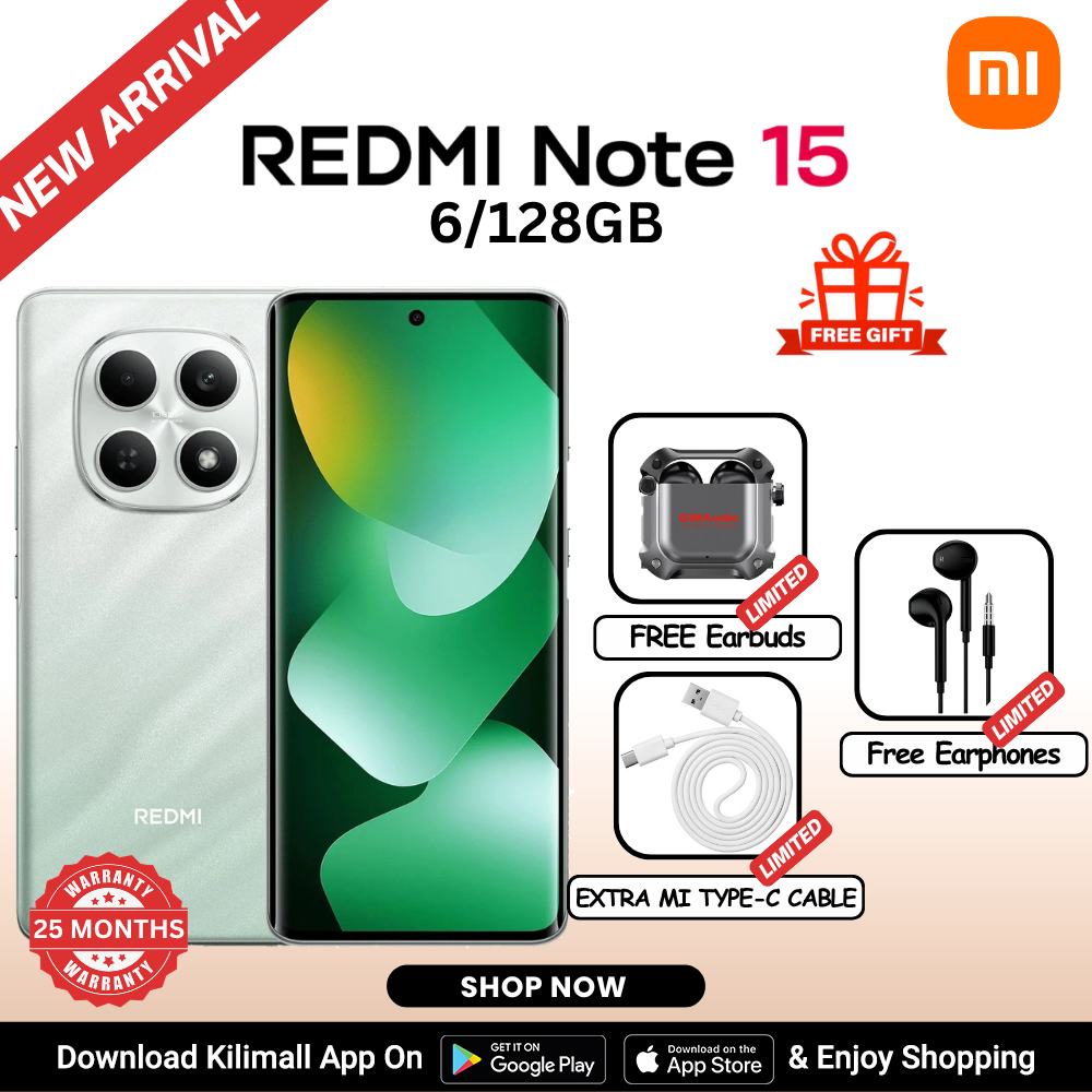 【Xiaomi Official】REDMI Note 15 Smartphone 6.77" AMOLED Display 6GB +128GB Dual SIM 108MP main camera 20MP front camera 6000mAh battery 33W In-screen fingerprint 120Hz Splash, Water and Dust Resistant