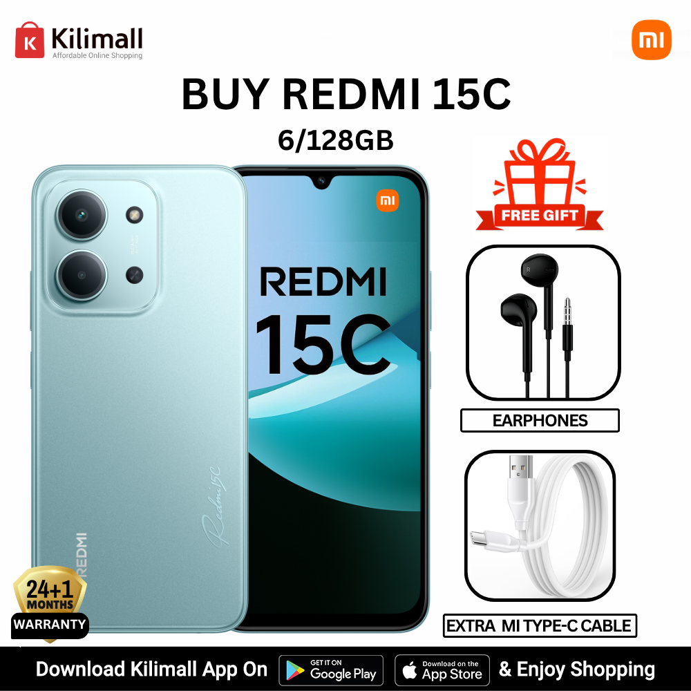 【Xiaomi Official】Redmi 15C Smartphone Display 6.9” 120Hz - 6GB Ram + 128GB Rom Dual SIM, 4G , 6000mAh Battery ,50MP AI dual camera ,33W fast charging ,IP64 ,MediaTek Helio G81-Ultra