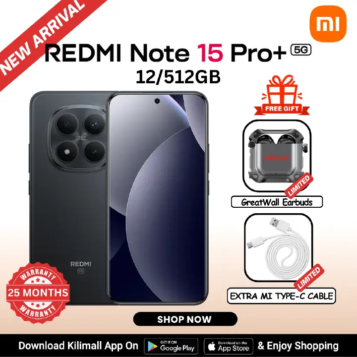 【Xiaomi Official】REDMI Note 15 Pro+ 5G Smartphone 6.83"  AMOLED Display  12GB + 512GB  Dual SIM + eSIM (200MP + 8MP) Main Camera 32MP front camera 6500mAh battery100W In-screen fingerprint Android 15