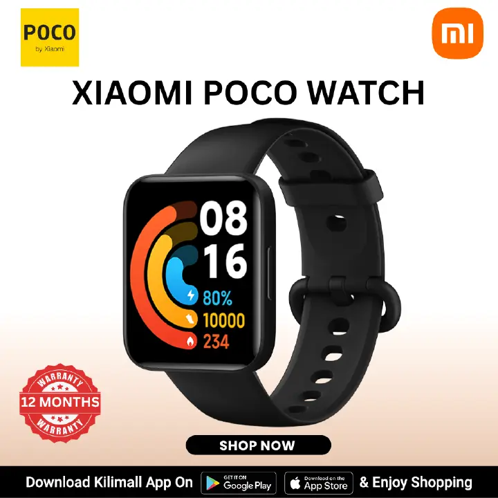 【Xiaomi Official】Xiaomi Poco Watch - | 1.6" AMOLED colourful touch display| SpO₂ measurement and 24-hour heart rate tracking | 100+ fitness modes | Up to 14 days of battery life, Black smart watch