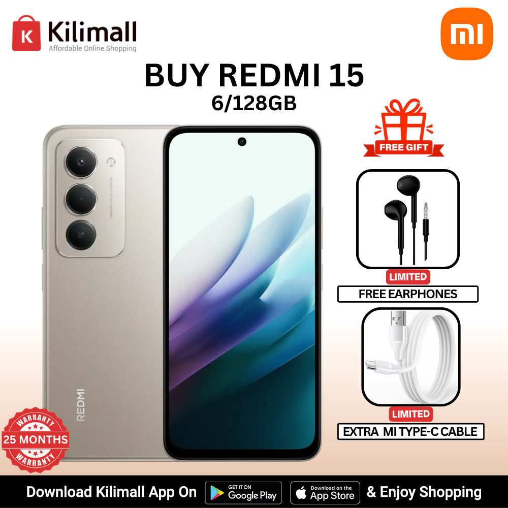 【Xiaomi Official】Redmi 15 Smartphone 6.9" HD+ Display, 6GB+128GB, 50MP AI Camera, 7000mAh Battery, Dual SIM, 4G Side fingerprint