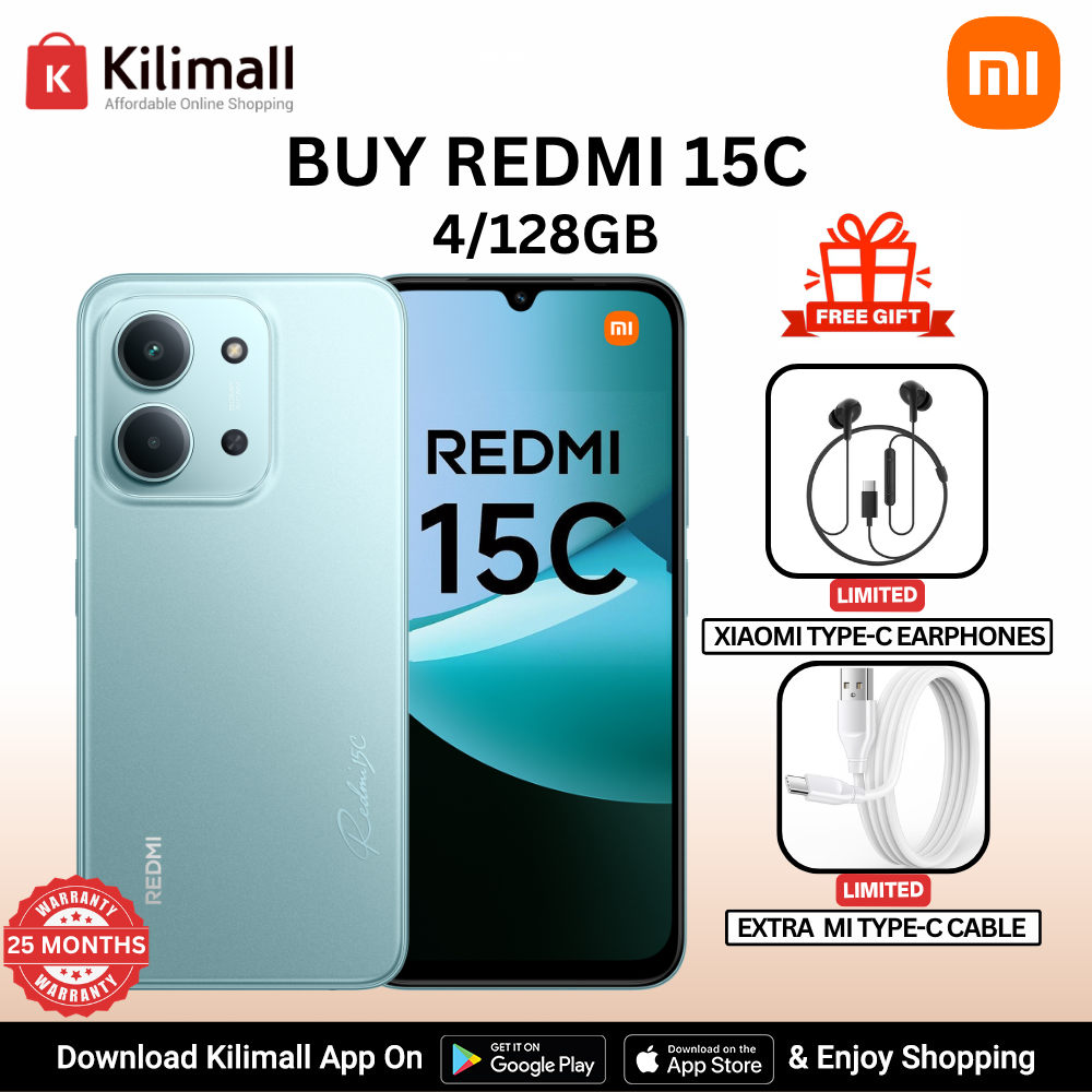 【Xiaomi Official】Redmi 15C Smartphone Display 6.9” 120Hz - 4GB Ram + 128GB Rom Dual SIM, 4G , 6000mAh Battery ,50MP AI dual camera ,33W fast charging ,IP64 ,MediaTek Helio G81-Ultra