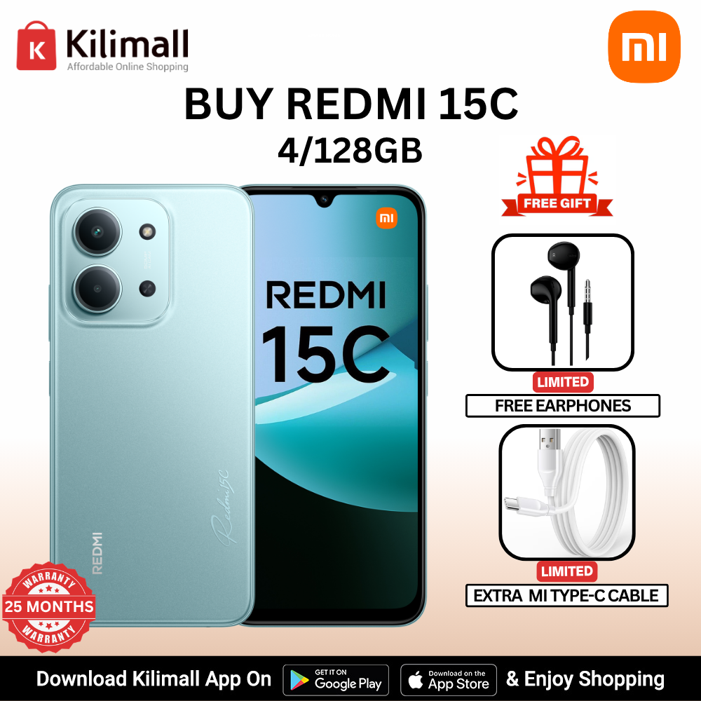 【Xiaomi Official】Redmi 15C Smartphone Display 6.9” 120Hz - 4GB Ram + 128GB Rom Dual SIM, 4G , 6000mAh Battery ,50MP AI dual camera ,33W fast charging ,IP64 ,MediaTek Helio G81-Ultra